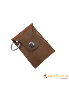 Monedero-llavero medieval en piel - Marrón (8,2x7 cm.)