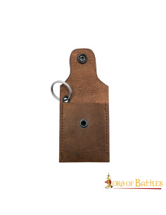Monedero-llavero medieval en piel - Marrón (8,2x7 cm.) 2