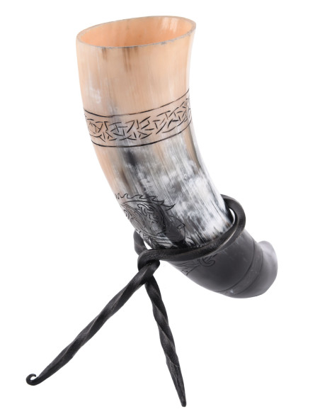 Viking Norse Wolf Fenrir horn med...
