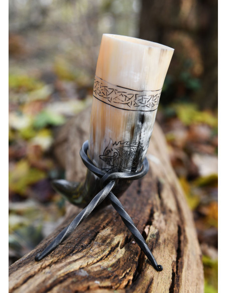 Viking Norse Wolf Fenrir horn med...
