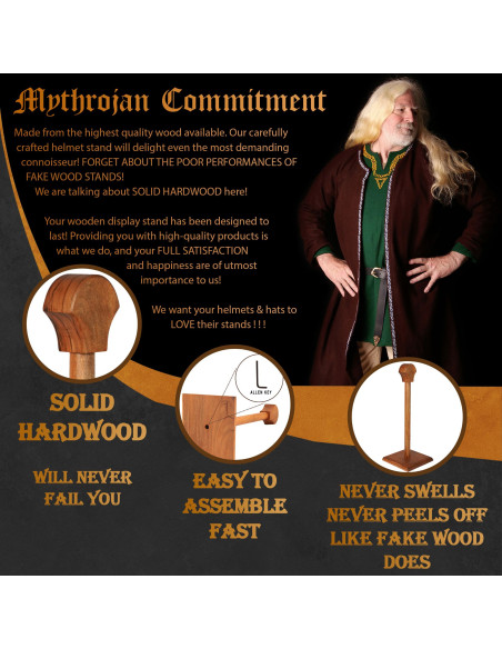 Træstøtte til at hænge hjelme (40,5 cm.)