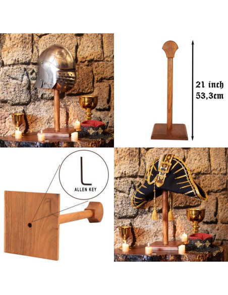 Soporte en madera para colgar cascos...