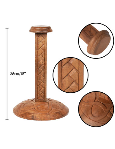 Soporte en madera tallada para colgar cascos (38 cm.)