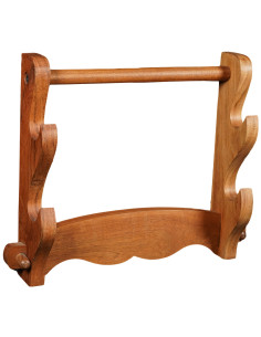 Soporte de pared en madera para colgar 2 espadas (38x30,5 cm.)