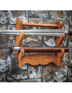 Soporte de pared en madera para colgar 2 espadas (38x30,5... 2