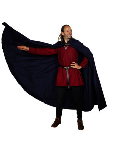 Grote wollen cape met messing gesp - zwart