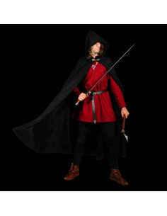 Grote wollen cape met messing gesp - zwart 2