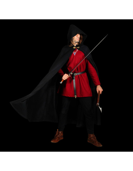 Grote wollen cape met messing gesp -...