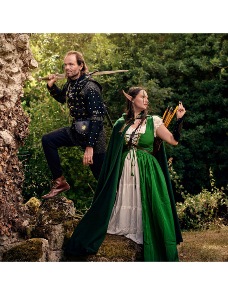 Grote wollen cape met messing gesp -...