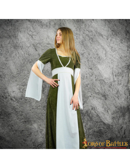 Vestido medieval Inés en ante - Verde