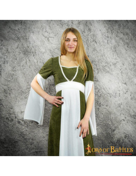 Vestido medieval Inés en ante - Verde