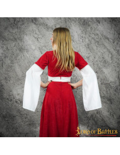 Vestido medieval Inés en ante - Rojo 2