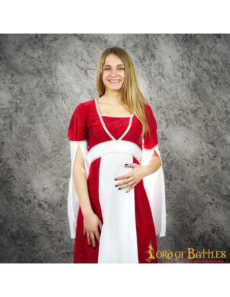 Inés middelalderkjole i ruskind - Rød