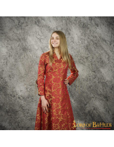 Vestido medieval mujer cortesana con brocados - Granate 2