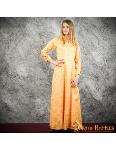 Vestido medieval mujer cortesana con brocados - Amarillo