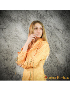 Vestido medieval mujer cortesana con brocados - Amarillo 2