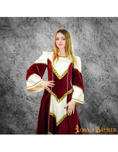 Middeleeuwse Noble Catherine Jurk met brokaat - Granaat...