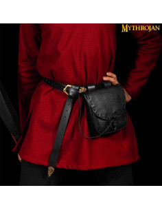 Bolsa medieval en piel con cierre de cuerno - Negra... 2