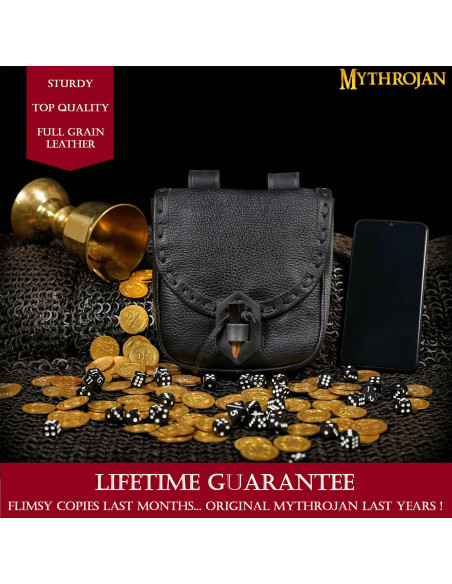 Bolsa medieval en piel con cierre de... Bolsa medieval en piel con cierre de...