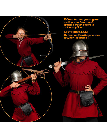 Middeleeuwse leren tas met hoornen...