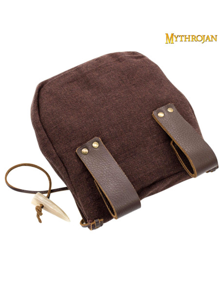 Bolsa medieval en lona y piel con...
