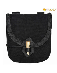 Bolsa medieval en lona y piel con cierre de cuerno -...