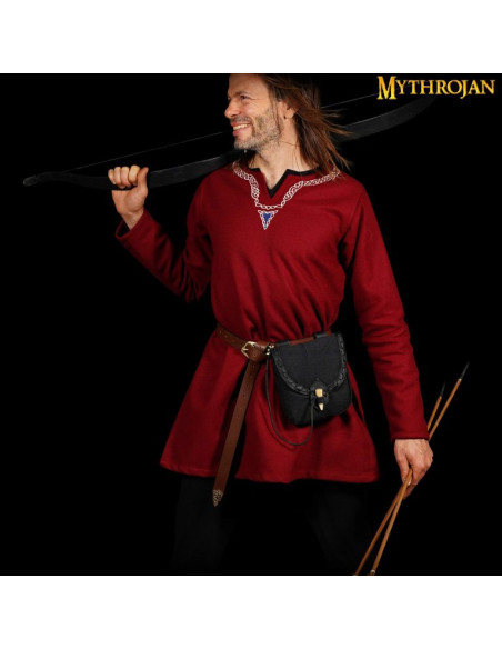 Bolsa medieval en lona y piel con...