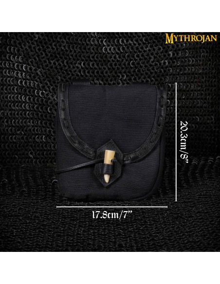 Bolsa medieval en lona y piel con...
