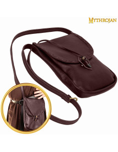 Mittelalterliche Ledertasche, Schultergurttyp - Braun... 2