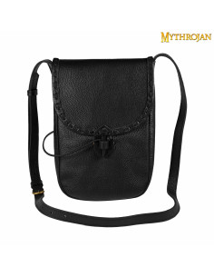Bolsa medieval en piel, tipo bandolera - Negra (33x23 cm.)