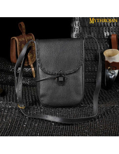 Bolsa medieval en piel, tipo bandolera - Negra (33x23 cm.) 2