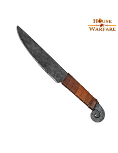 Spiral middelalderkniv med læderhåndtag (29,8 cm.)