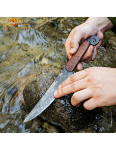 Cuchillo medieval espiral con empuñadura en cuero (29,8 cm.) 2