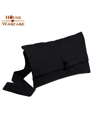 Middelalderlig håndtaske i sort lærred (22,5x36 cm.)