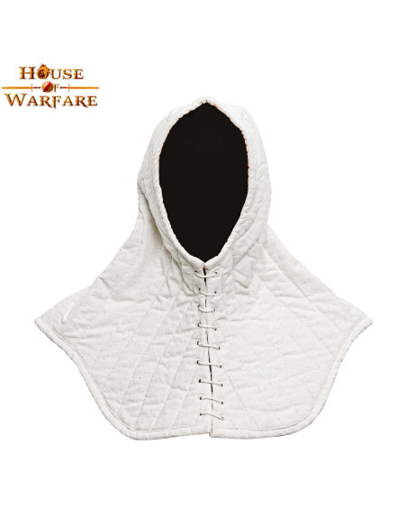 Gewatteerde pet met halsband in ecru