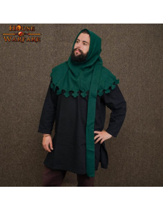Capucha medieval de lana con cola Liripipe en verde... 2
