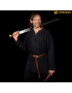 Túnica medieval Raider de corte ancho color negro