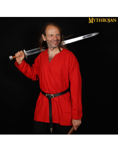 Túnica medieval Raider de corte ancho color rojo