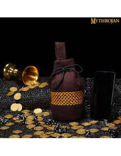 Bolso medieval de lana bordada para cinturón 2