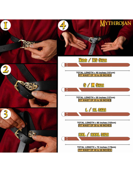 Cinturón vikingo cuero Serpiente de... Cinturón vikingo cuero Serpiente de...