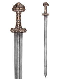 Espada Vikinga isla Eigg, empuñadura en bronce y hoja de...