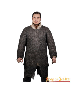 Cota de malla medieval larga con anillas de titanio...