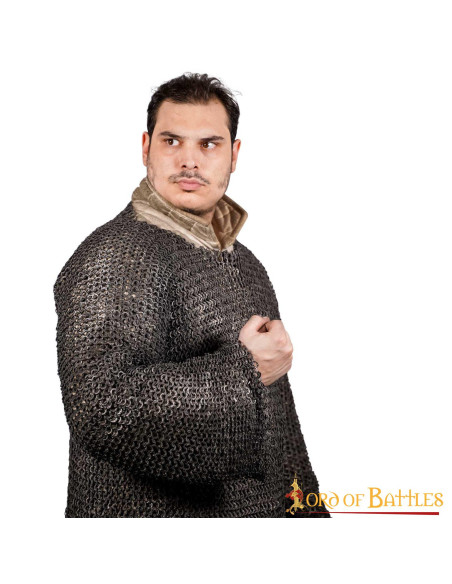 Cota de malla medieval larga con...