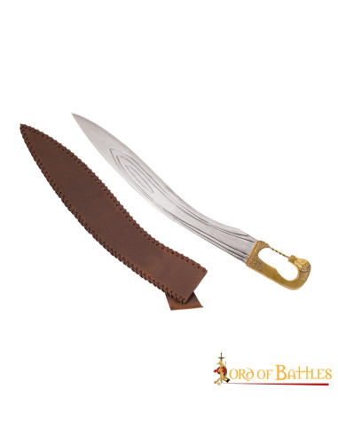 Falcata Íbera con empuñadura en latón y vaina (69 cm.)