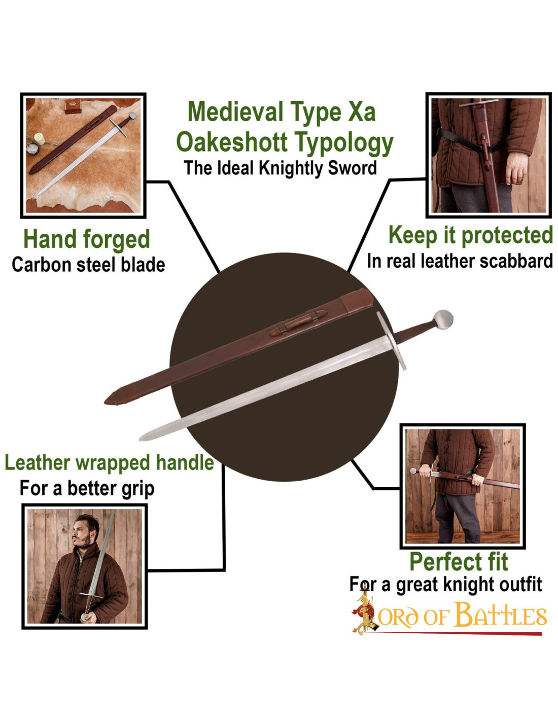 ✓ Espada medieval tipo XI tipología Oakeshott con vaina de cuero - Tienda  Medieval en MedieWorld