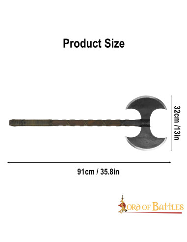 Hacha vikinga doble filo en acero al carbono (91 cm.)