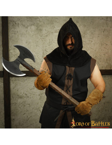 Hacha vikinga doble filo en acero al carbono (91 cm.)
