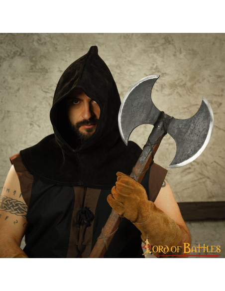 Hacha vikinga doble filo en acero al...