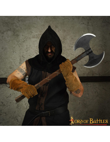 Hacha vikinga doble filo en acero al carbono (91 cm.)