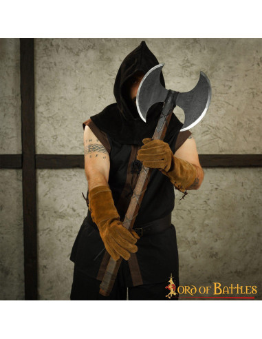 Hacha vikinga doble filo en acero al carbono (91 cm.)